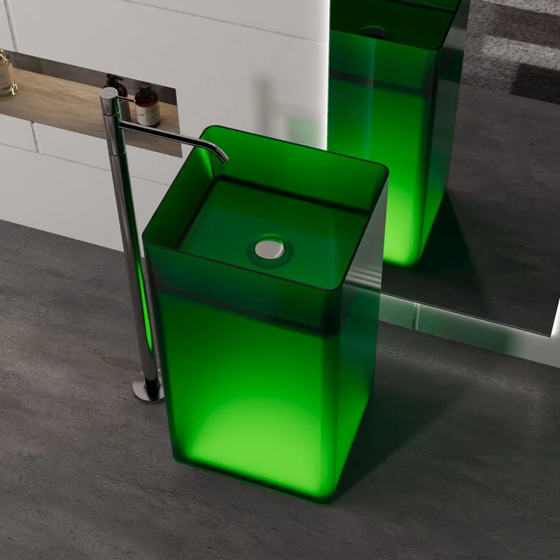 Good Quality Freestanding Bathroom Sinks Transparent Wash Basin Resin Material for Home Washroom
