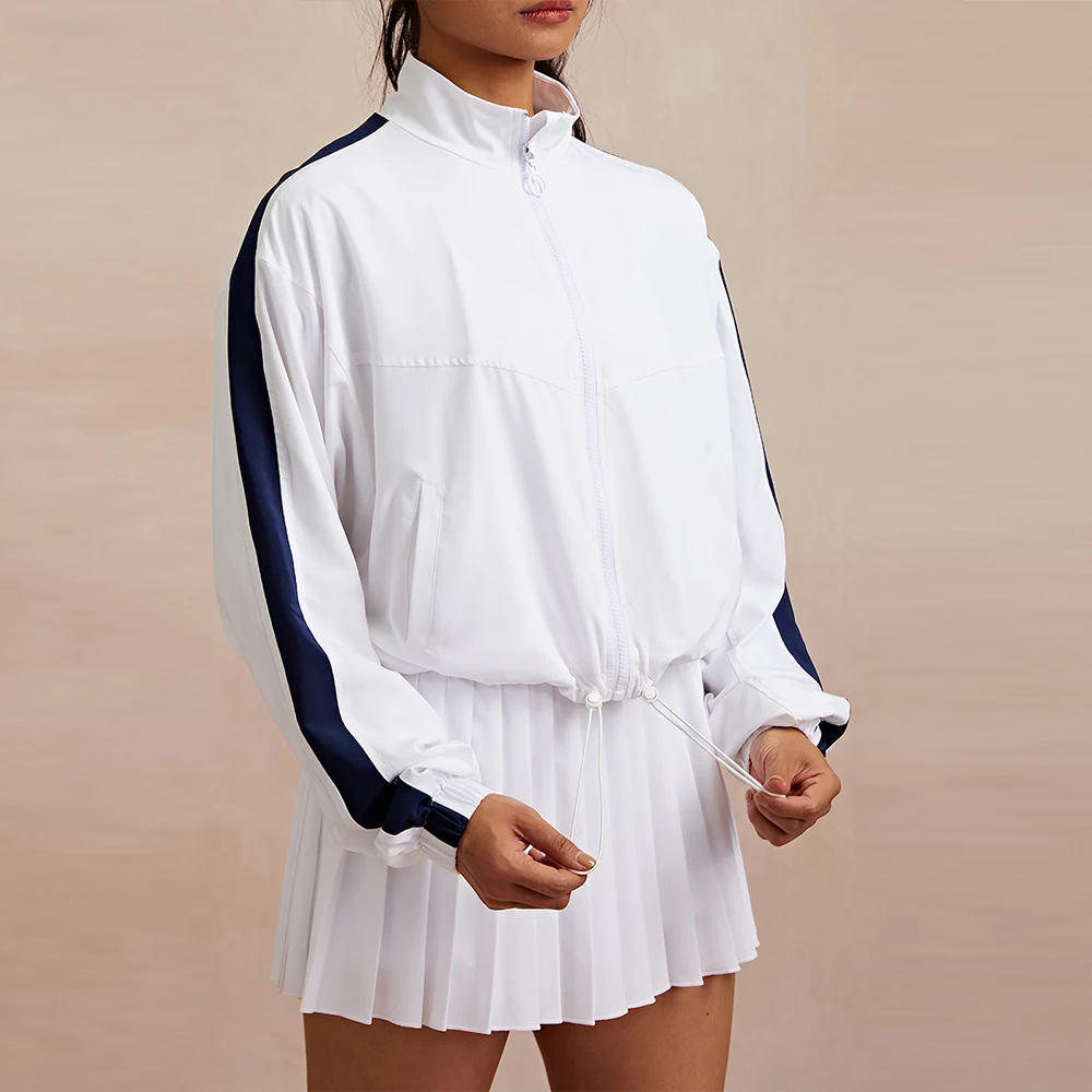 Luckpanther Adjustable Rope Buckle Full Zipper Outdoors Long-sleeved Fitness Top Gym Fitness Jacket For Tennis Golf Running