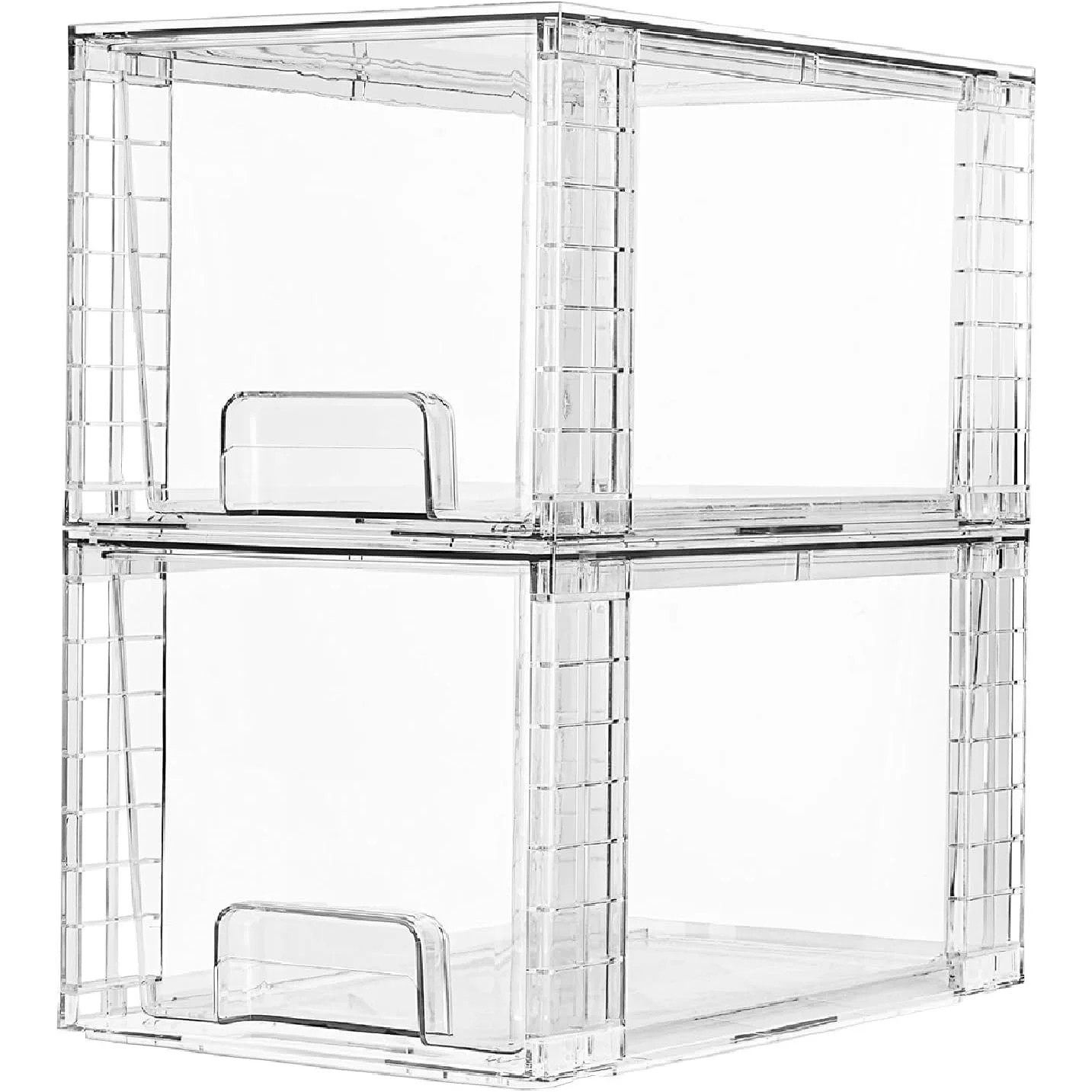 Hot Sale Large Stackable Storage Drawers Clear Acrylic Drawer Organizers with Handles Closet Cabinet Storage Organization