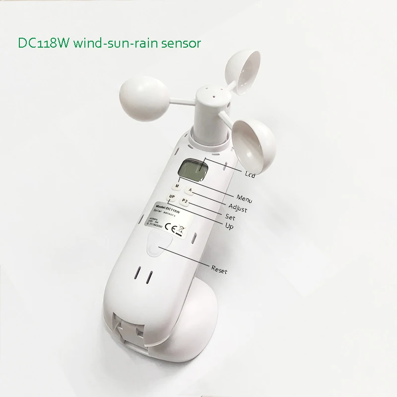  1 шт. MOQ DC118W 433 МГц Солнечный беспроводной датчик ветра солнца дождя для тента и