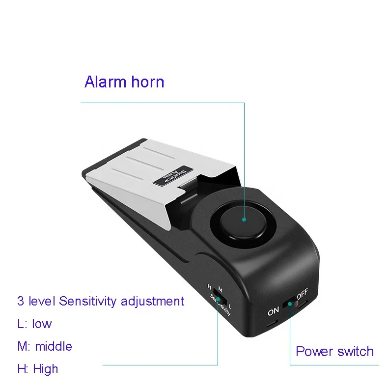 QXMOVING 120dB Home Door Stop Alarm  Block Anti-theft Alarm Door Stopper with Alarm For Office,Hotel,Warehouse