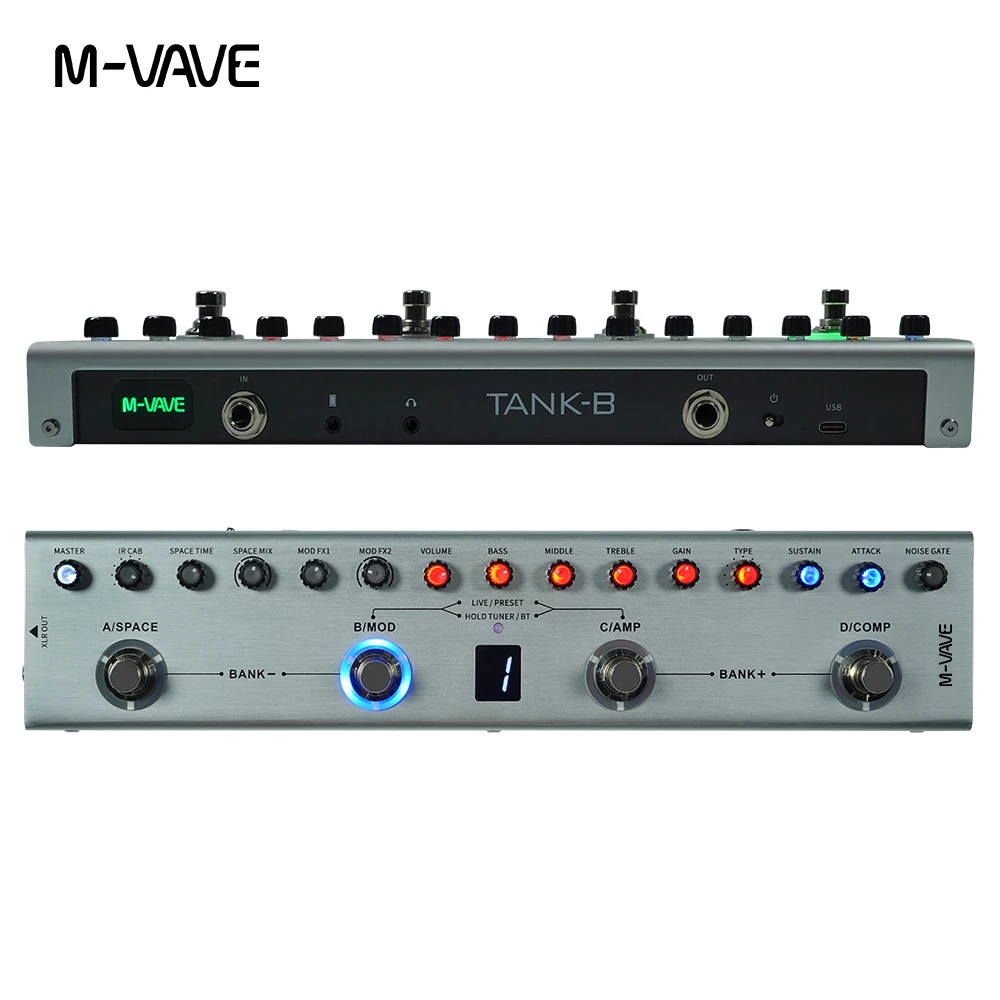 M-VAVE Tank-B Multi Effect Pedal for Bass 36 Presets Editable Built in Rechargeable Battery