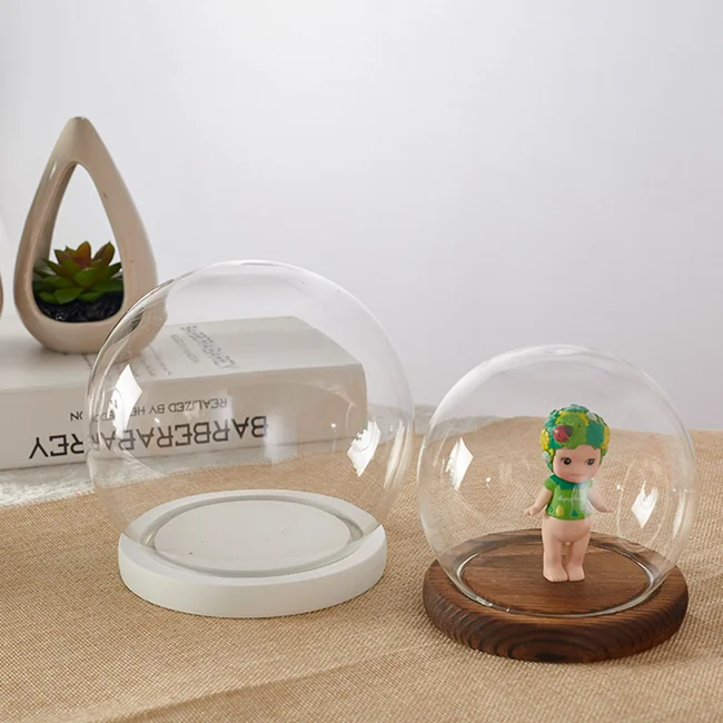 Wholesale Display Decorative glass dome Clear Round Top Borosilicate Jar Container Glass Dome Cloche