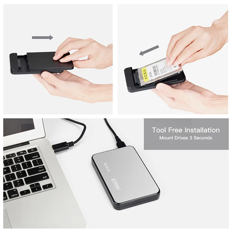 OEM кесу жесткого диска 2,5 дюймов SATA USB 3,0 пластиковый корпус SSD/HDD 1 ТБ 2 ТБ жесткий диск HDD корпус