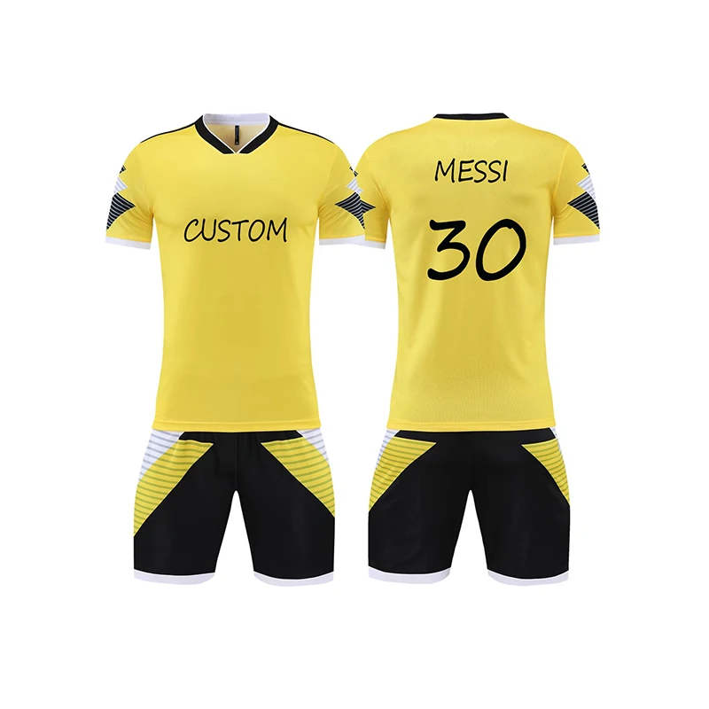 New Design 2022-23 Thai Quality Breathable Soccer Kits 100% Polyester Sublimation Custom Team Logo 7v7 Soccer Uniform