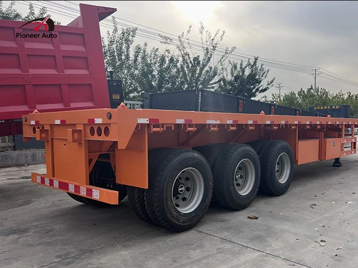 Hot Sale 3-Axle 40ft Aluminium Container Semi Trailer 12r22.5 Tyre Flatbed Car Trailers Flat Bed Container Flatbed Semi Trailer