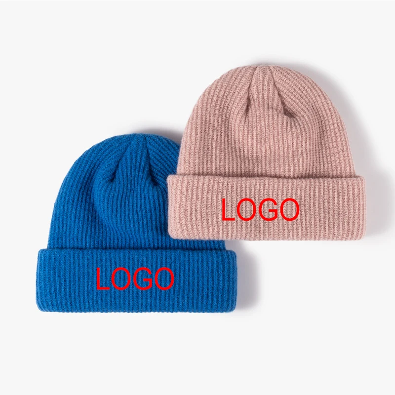 QZFSO Manufacturer Winter 400 gsm Custom Logo Jacquard Crochet Caps Satin Lined Knitted Mohair Y2K Beanies Hat
