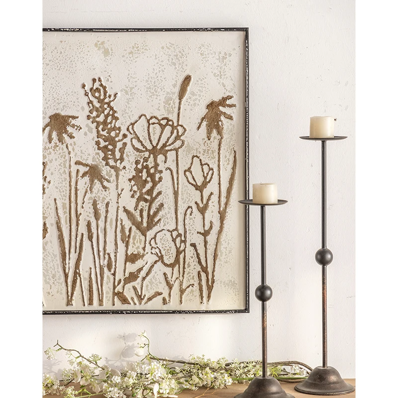 Wholesale farmhouse home interior decoration rustic 3D metal flowers wall hanging art