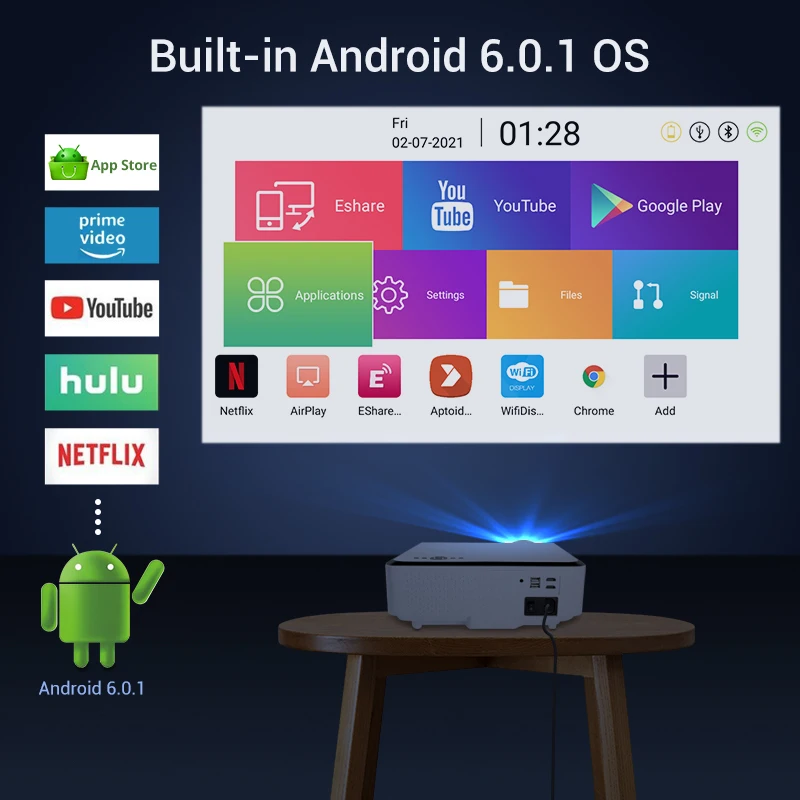 HOTACK D033 Android System Version WIFI Beamer Lcd FHD Portable Proyector 4K School Education High Lumens Projectors