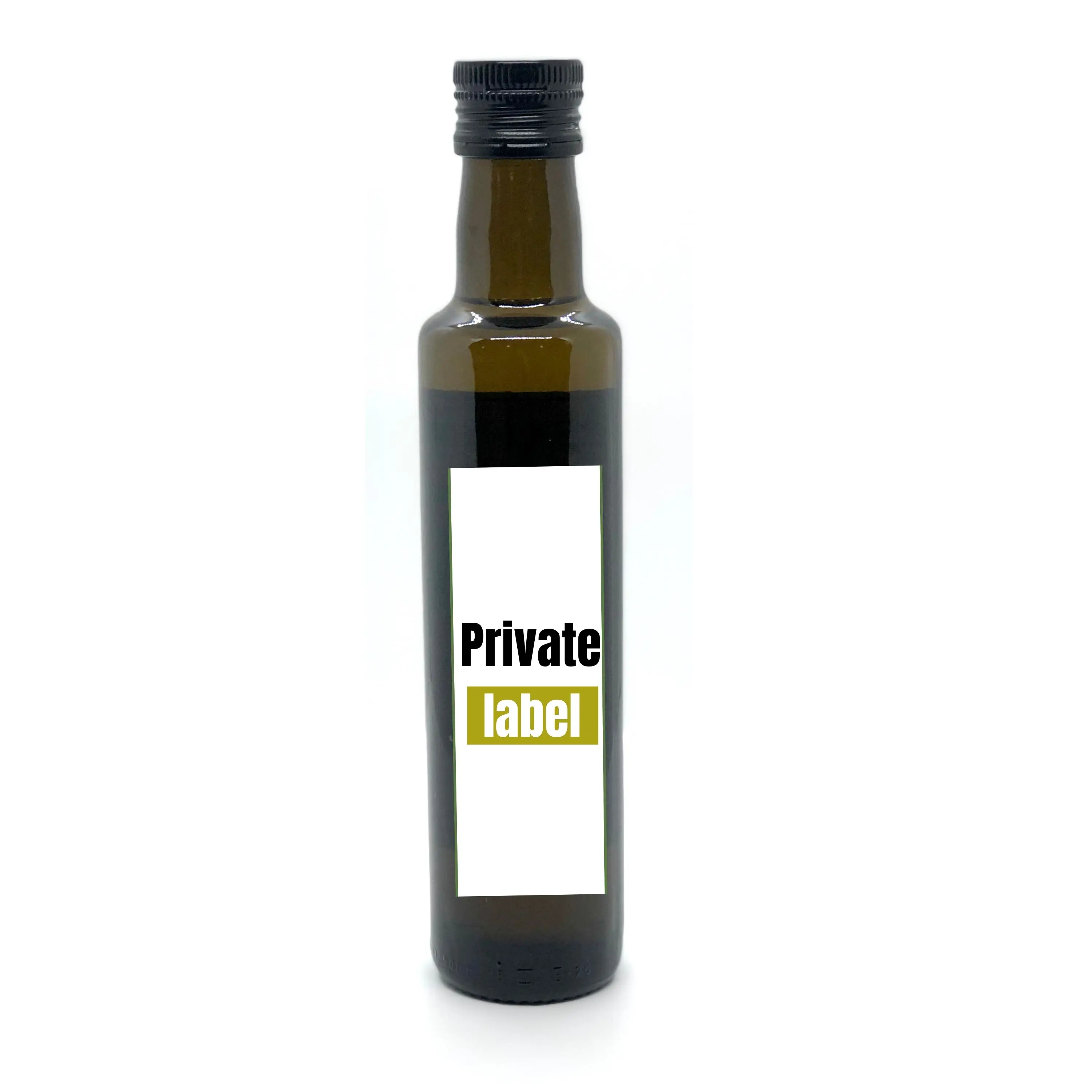 Private Label Extra Virgin Olive Oil 250ml glass dorica brown bottle, first cold pressed made in Spain Olive Oil