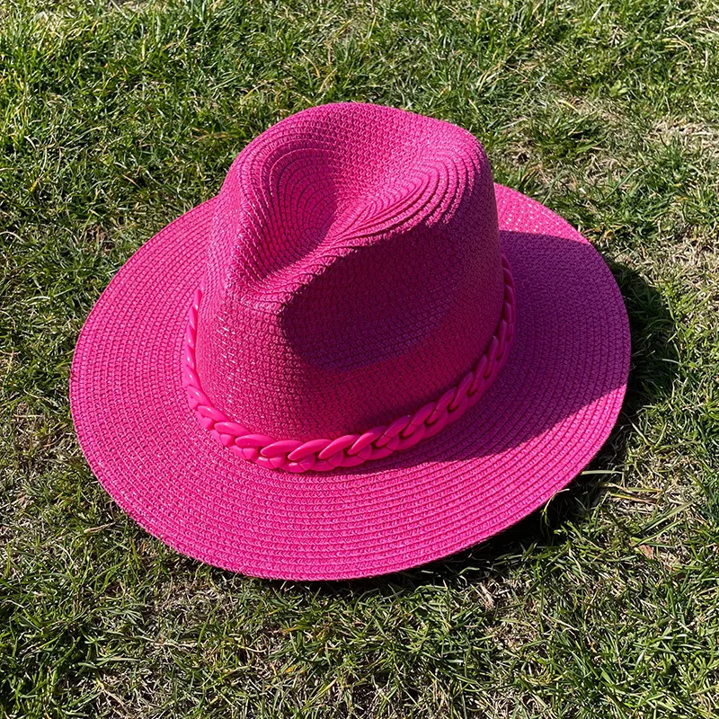 High Quality Vintage Panama Straw Hats For Women Wide Brim Outdoor Sunshade Sun Hats Wholesale Cheap Straw Hats