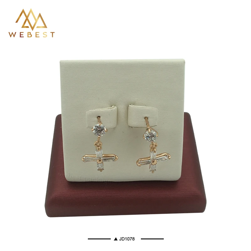 Webest Package wooden luxury Pu leather jewelry ring earring pendant stand display