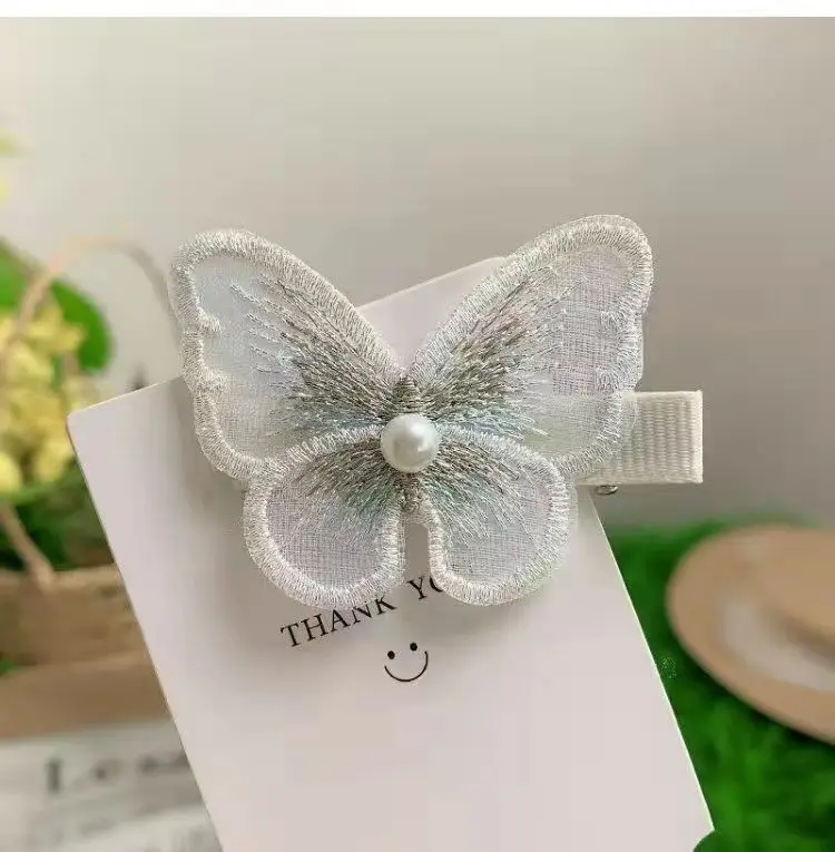 BELLEGIRL wholesale Korean style INS butterfly bow pearl Three-dimensional bow hair clips bow women duckbill bobby pins