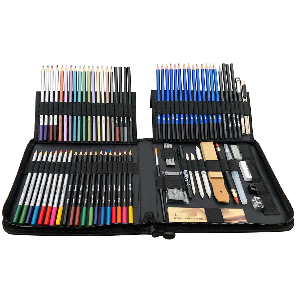  83 Colors Professional Oil and Water Colored Pencils Set Artist Painting Pencil Art