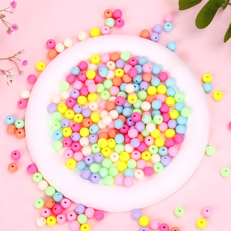 Factory Wholesale 4mm 6mm 8mm 10mm Colorful Loose Plastic Beads Acrylic Round for DIY Jewelry Making