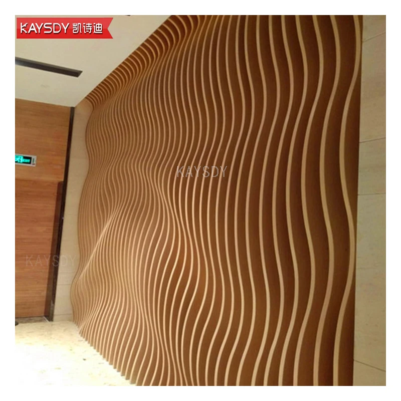 Metal Customized Arc Bending Twist Facade Cladding Used As Wall Panel In Wood Grain Color