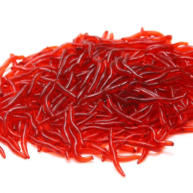 Wholesale 100pcs Red Bionic simulation bloodworm earthworm  plastic maggots soft bait fishing lure