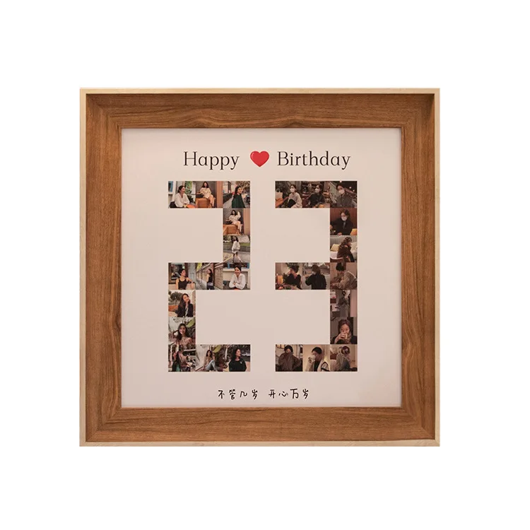 DIY Transparent age digital photo frame friend gift wood sublimation photo frame couple birthday wooden resin picture frame