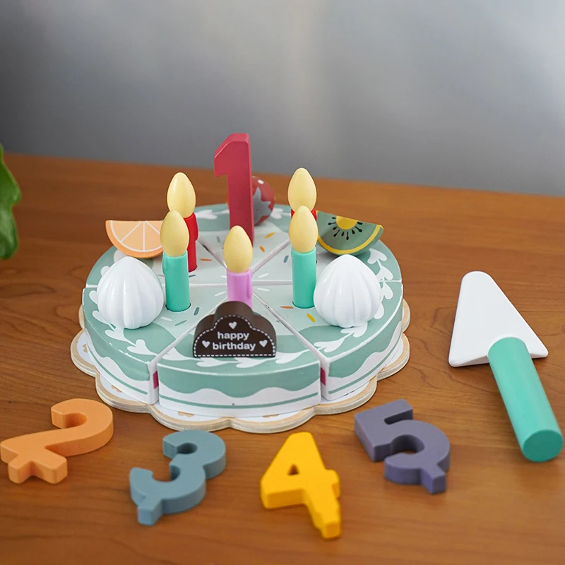 Hot Sell Pretend toys Wooden simulation birthday gift children educational toys birthday fruit cake cutting fun for kids