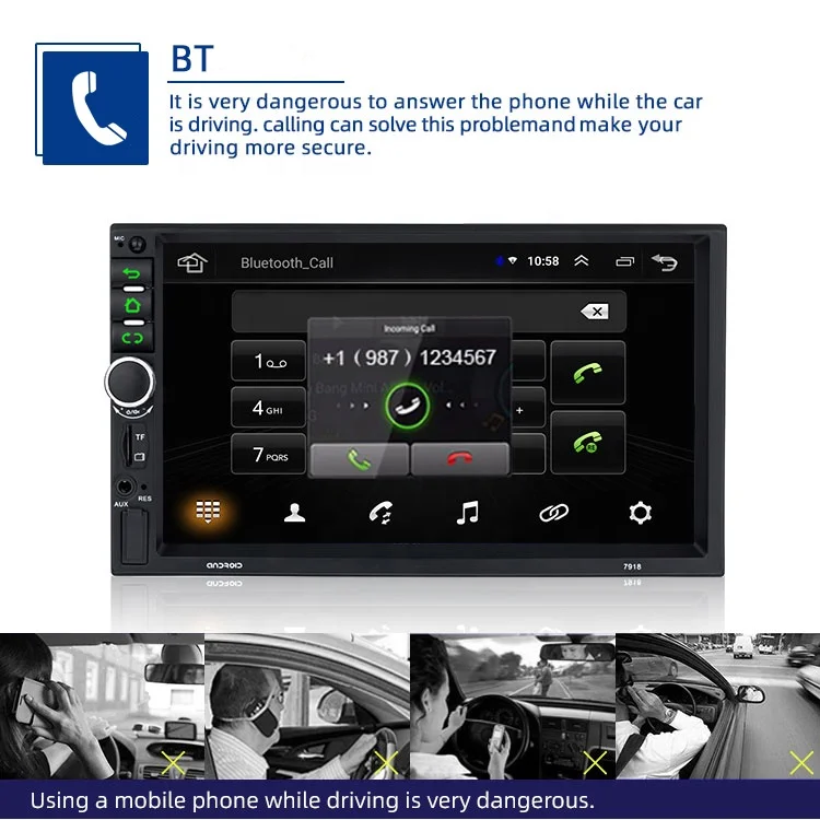 2 Din 7 дюймов 7918 Android 1024*600 HD 1080P Full сенсорный экран Автомобильный видеорегистратор зеркало Vlc Apk обоих концах для подключения внешних устройств к автомобильной Радио система DVD