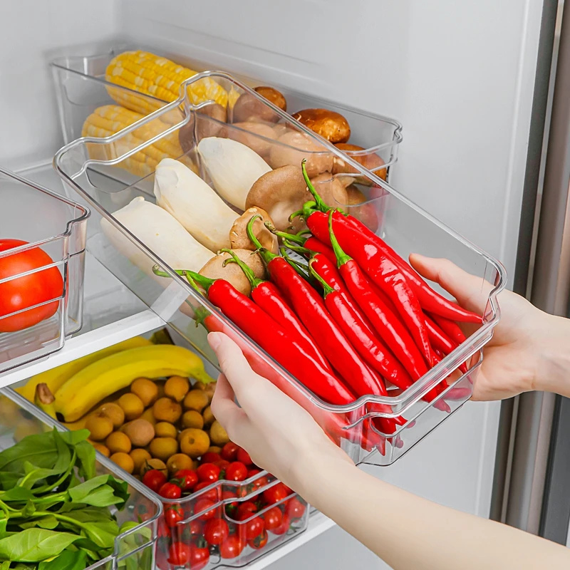 Plastic Durable Kitchen Slide Drawer Type Fruit Fish Egg Refrigerator Storage Box bins Fridge Organizer