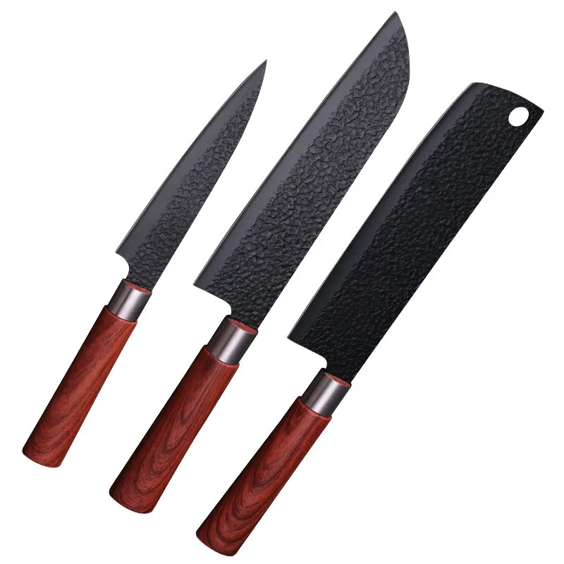 
 Набор кухонных ножей с имитацией дерева, комплект из 3 предметов для дома и готовки  