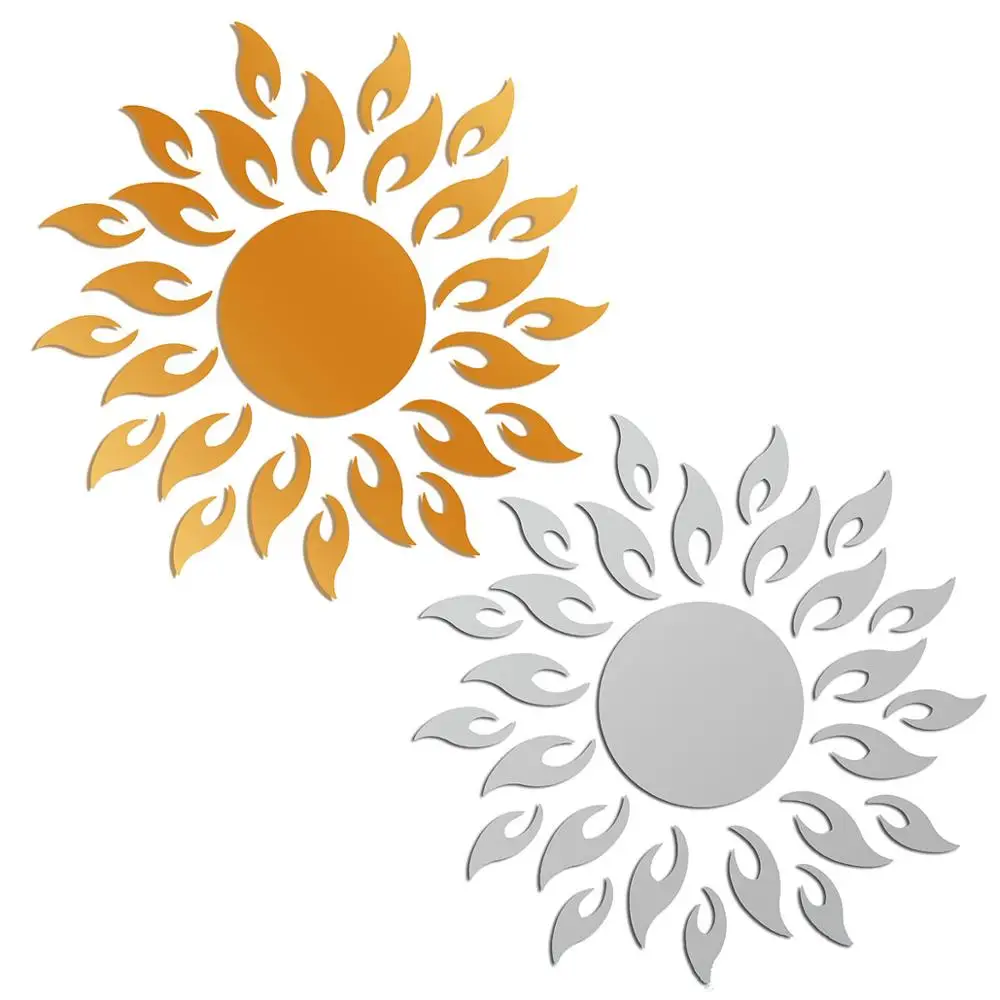 Removable 3D Sunshine Sun Flower Decorative Wall Mirror Sticker Decal Vinyl for Home Decoration DIY Mirrors Art Decor