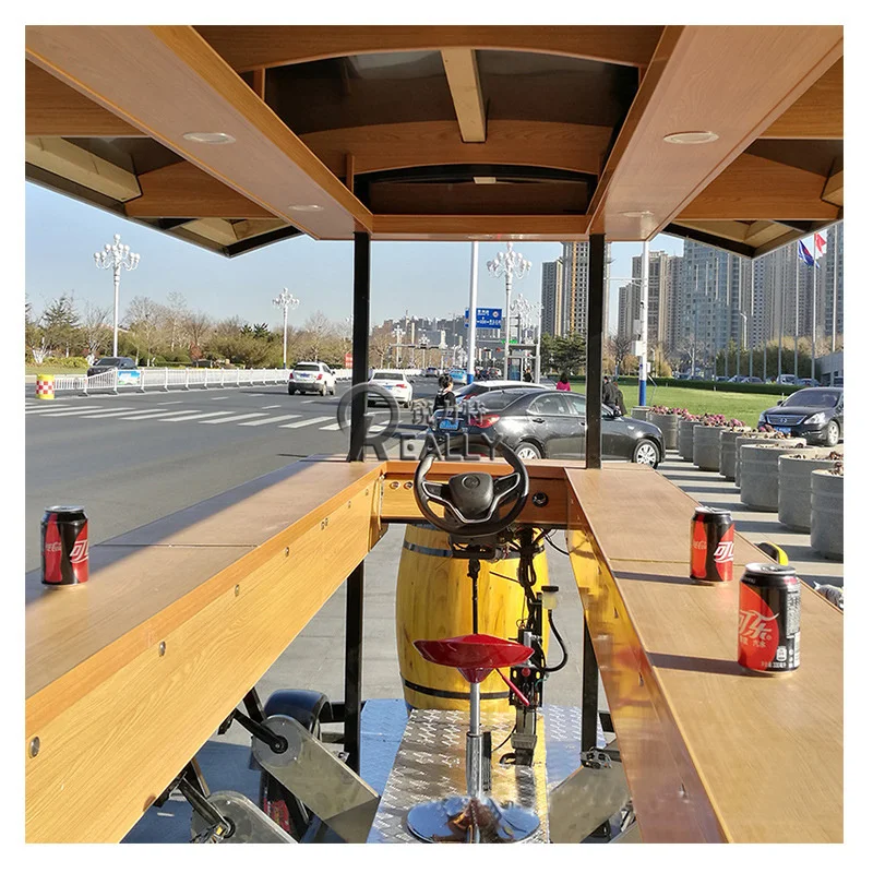 Hot Sale Mobile Beer Cart Scenic Fitness Sightseeing Car Mobile Cycling Bike Multiplayer Cycling Coffee Bike Party Car