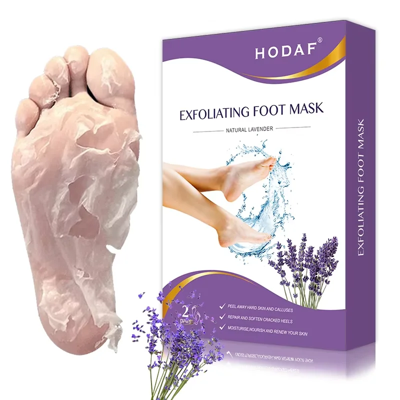 Private label lavender exfoliation peeling foot mask for foot skin care remove dead skin feet mask foot peel mask socks