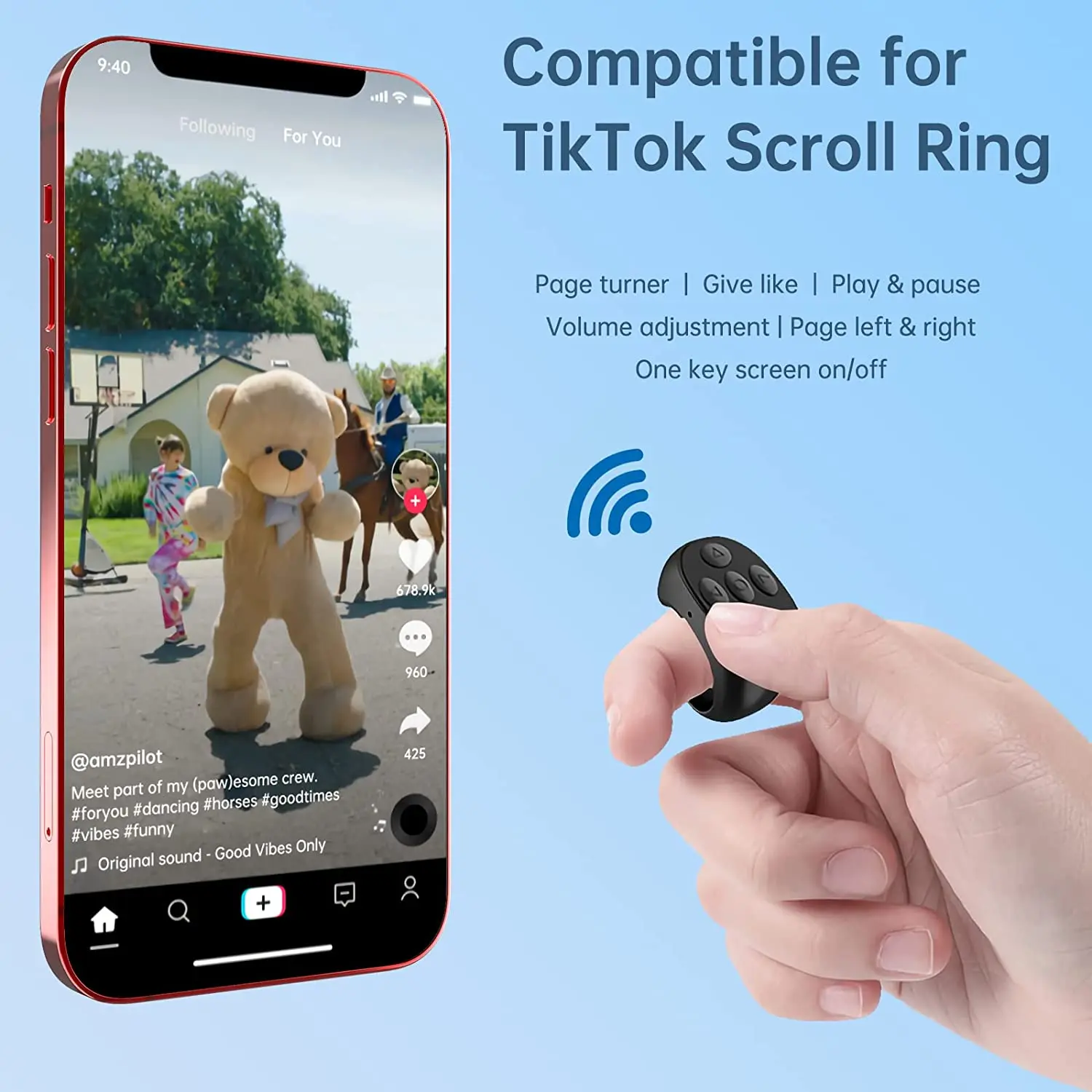 Bluetooth tiktok пульт дистанционного управления прокрутка кольцо для переворачивания страницы кончик пальца видео контроллер беспроводной прокрутки кольцо