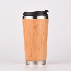 Eco Friendly Bamboo Fiber Travel Mug Sustainable Stainless Eco-Friendly Wood Bamboo coffee Travel Tumbler Mug