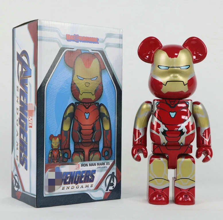 2 цвета 28 см 400% прилив бренд Bearbrick Марвел «Железный человек» «Человек-паук» киви арбуз ABS фигурку с штучной
