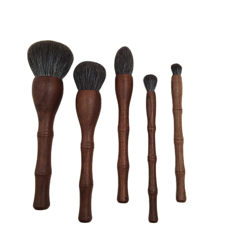 5 pieces of environmental friendly portable professional cosmetic brush set brown makeup brushes