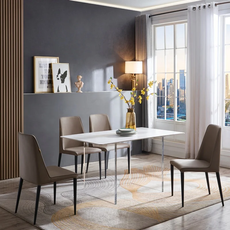 Acrylic dining table Rock tableh Rectangular dining table White desktop