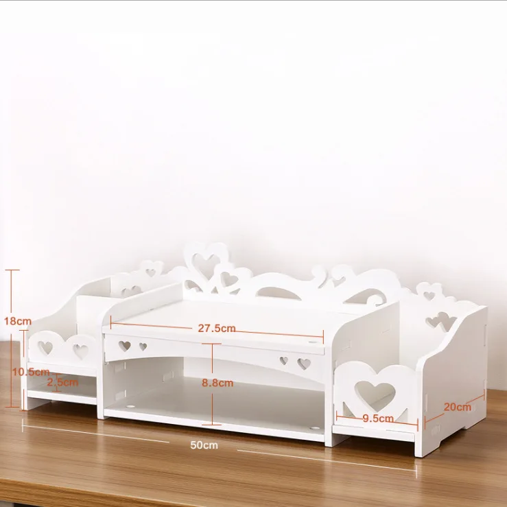 Wooden Monitor Stand Riser Computer Desk Organizer with Stationeries Storage Slots for Office Supplies School Teachers