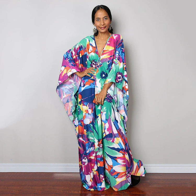 Islamic Clothing Printed Free Size Long Dress Kaftan For Muslim Women Casual Dress