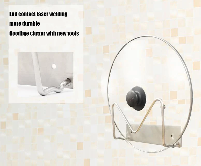 Stainless Steel Hanging Lid Pot Rack For Kitchen Hanging Pan Cover Organizer Cutting Board Storage Wall Pot Lid Rack