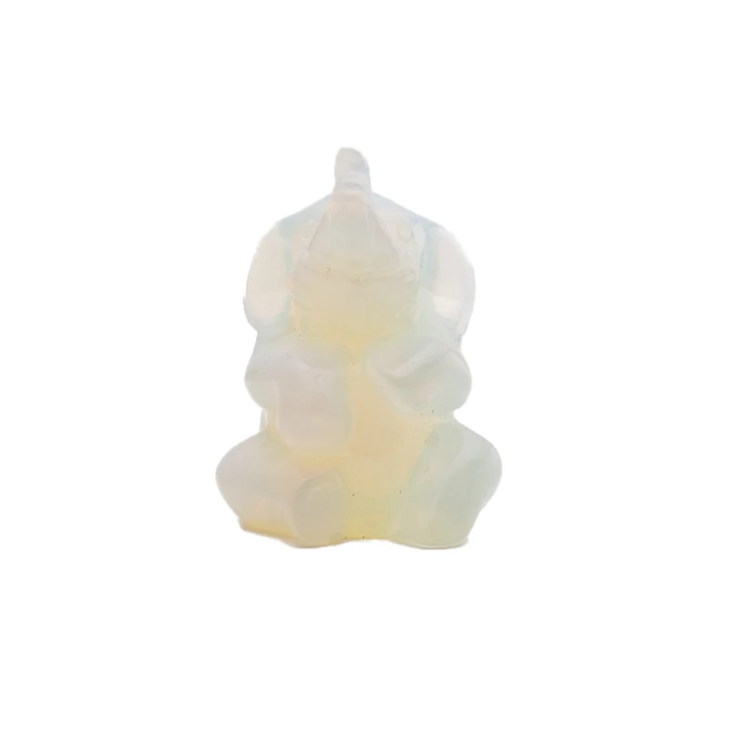 Muelson Wholesale Elephant Ornament White Elephant Decorations with Small Crystals Carved Quartz Gemstone Natural Stone Ornament