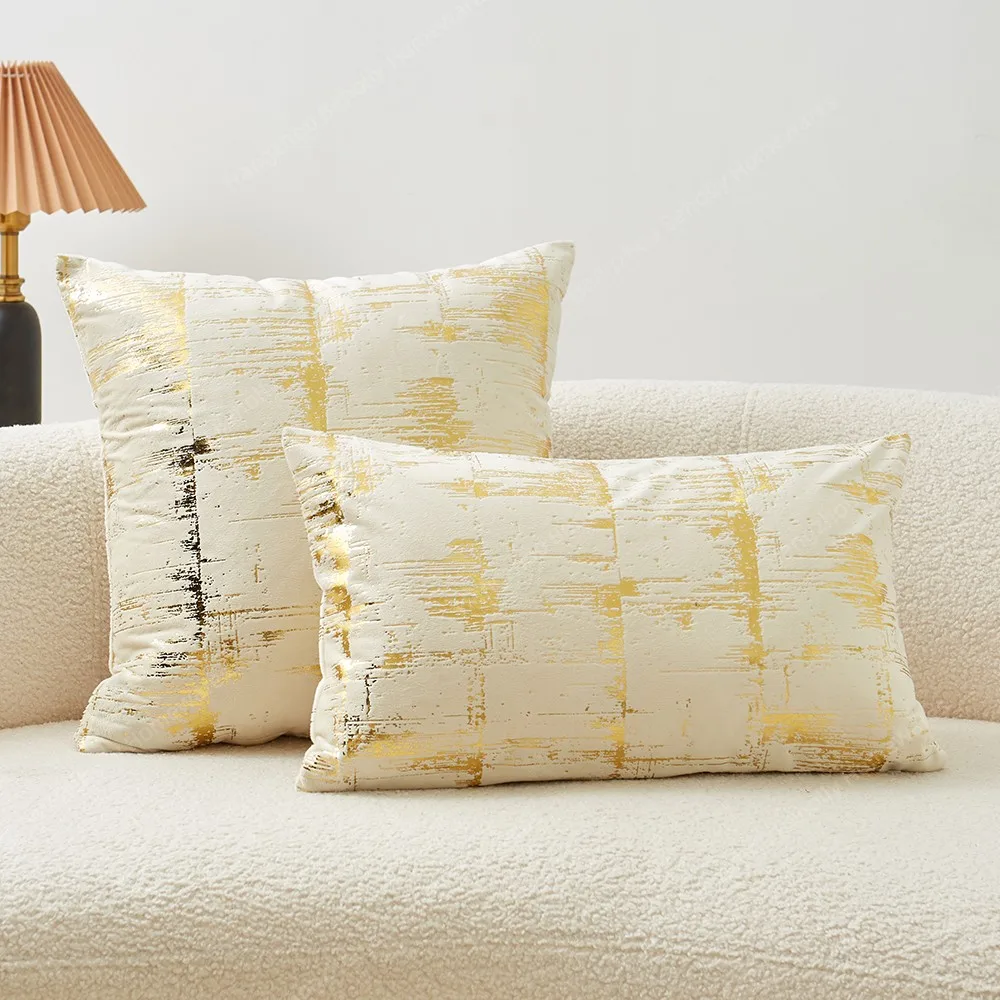45x45cm Square Throw Pillow Covers Gold Foil Printed Velvet Cushion Covers Decorative Home