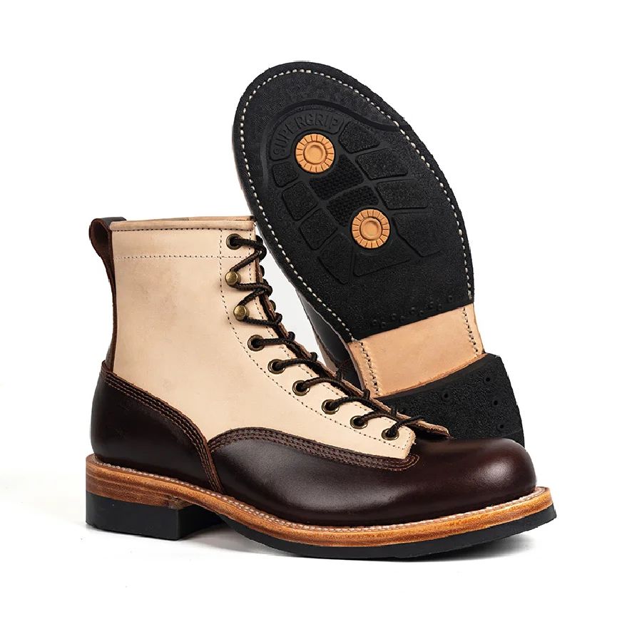 Tooling leather boots vintage leather outsole Martin boots fall winter men top cowhide boots wholesale high handmade shoes