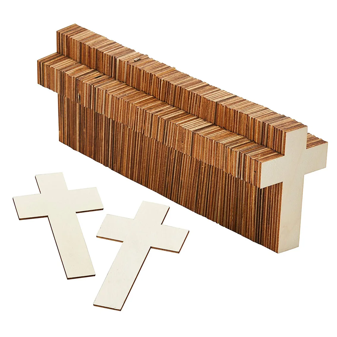 100 Pack Unfinished  Wood  Classic Cross Pieces DIY Wooden Craft  for  Sunday School Church  Home Decoration