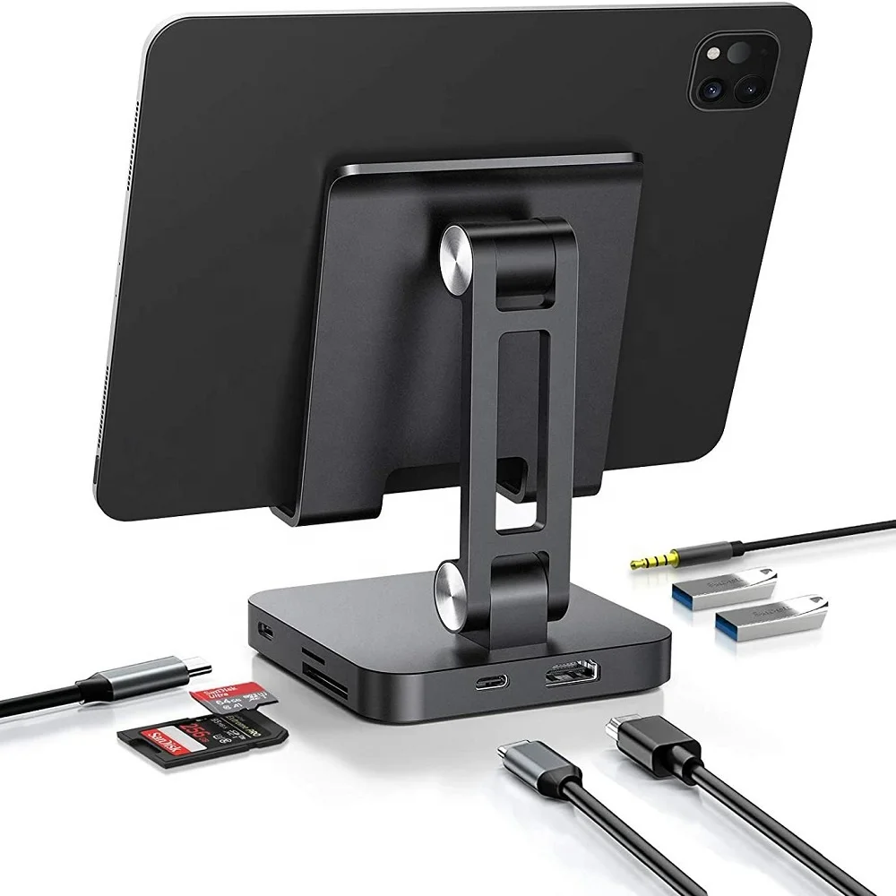  8 в 1 Регулируемый USB концентратор с SD/TF + 2 * 3 0 5 мм разъем для наушников PD
