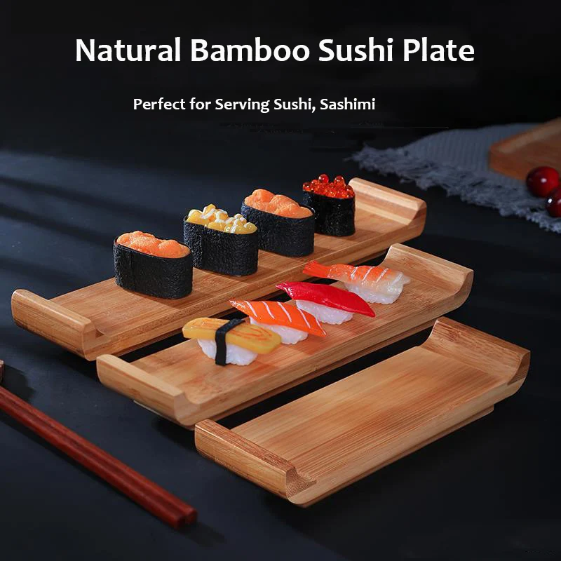 Japanese Style Tableware Bamboo Serving Geta Plates Sushi Sashimi Platter Seafood Serving Tray Dish Cooking Sushi Boat
