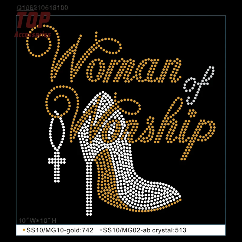 Most Popular Hot Fix Iron on Rhinestone Transfer Motifs for Women T-shirt