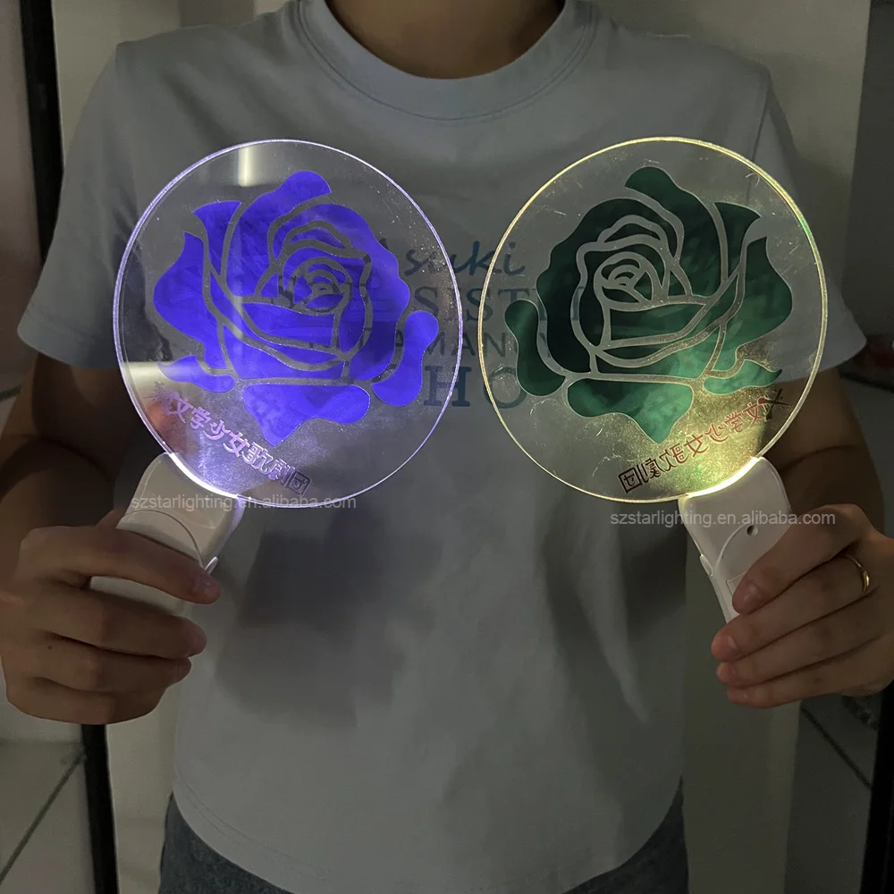 Kpop Custom Logo Brand Acrylic Lightstick Fans Cheer Handheld Wand LED Light Stick Glow In The Dark For Concert Events Sports