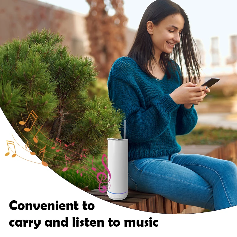 Custom Logo 20oz Straight Stainless Steel Skinny Speaker Tumbler Double Wall Insulated Mugs New Colors Powder Coating Cups