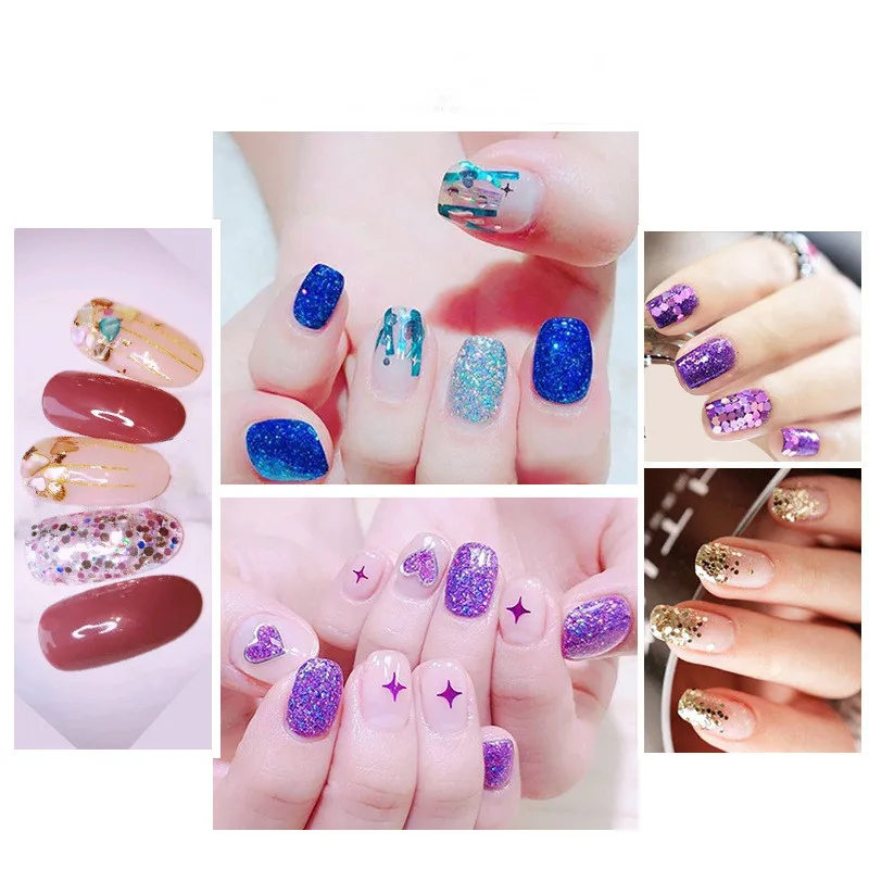 48Pcs Mixed Nail Art Sequins Set Glitter Powders 3d Ultra-thin Sticker Flakes Manicure Decoration