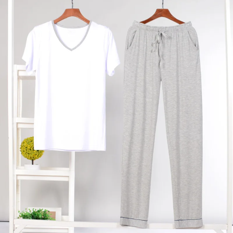 Hot selling short sleeve modal  homewear mens Knitting  pajamas set sportswear