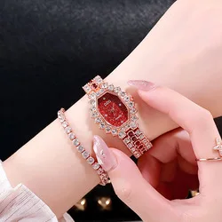 Luxury Full Diamond Square Golden Ladies Bracelet Watch Chain Clock Leisure Starry Sky Wrist watch Relogio Feminino