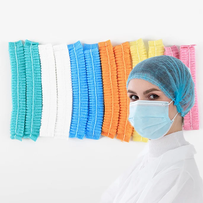 Wholesale Disposable Clip Cap 10Gsm PP White High Quality Double Elastic Dust Proof Bouffant Cap (2000pcs/carton)
